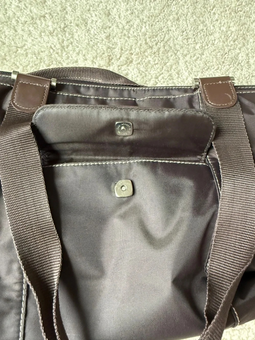Liz Claiborne Brown Nylon Tote Shoulder Bag Lightweight Work Travel